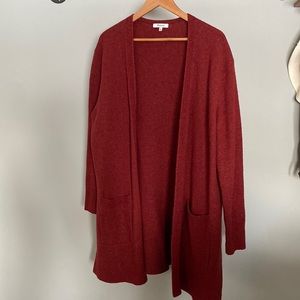 Burgundy Madewell Cardigan with Pockets, Size Large